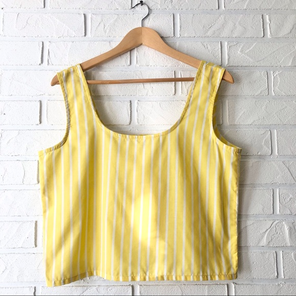 Vintage boxy cotton yellow and white stripe tank - Picture 3 of 9